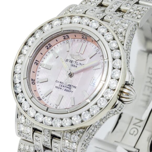 Breitling Starliner A71340 30MM Pink Mother of Pearl Dial With Diamond Bezel & B main image 4